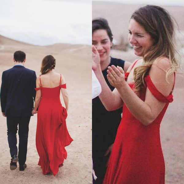 custom made colored wedding gowns red chiffon country style wedding dress spaghetti straps off the shoulder bridal gowns cheap, White
custom made colored wedding gowns red chiffon country style wedding dress spaghetti straps off the shoulder bridal gowns cheap, White