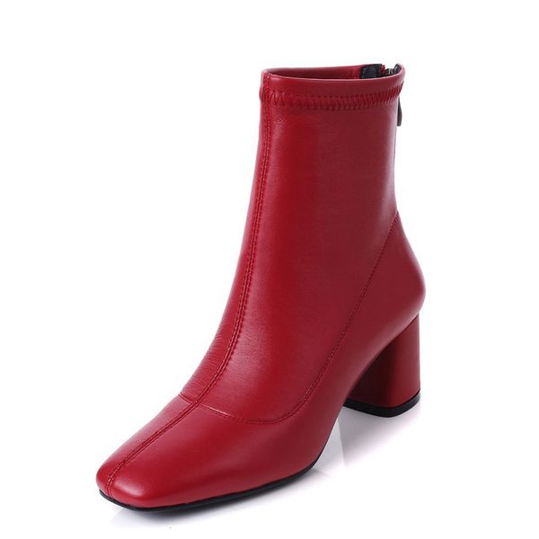 2017 genuine leather vintage square toe thick high heels solid women punk handsome superstar stretch ankle boots, Black
2017 genuine leather vintage square toe thick high heels solid women punk handsome superstar stretch ankle boots, Black