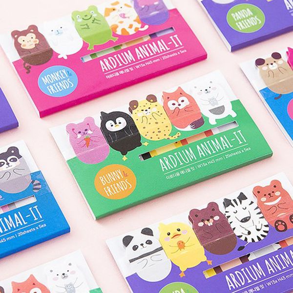 

wholesale- korean stationery lovely animal memo pad sticky notes kawaii stickers planner bookmark subsidies office supplies binfen