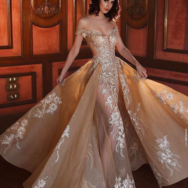 2017 new arrival saidmhamad champagne prom dresses off shoulder applique mermaid long evening dress with detachable luxuriant formal dress, Black;red
2017 new arrival saidmhamad champagne prom dresses off shoulder applique mermaid long evening dress with detachable luxuriant formal dress, Black;red