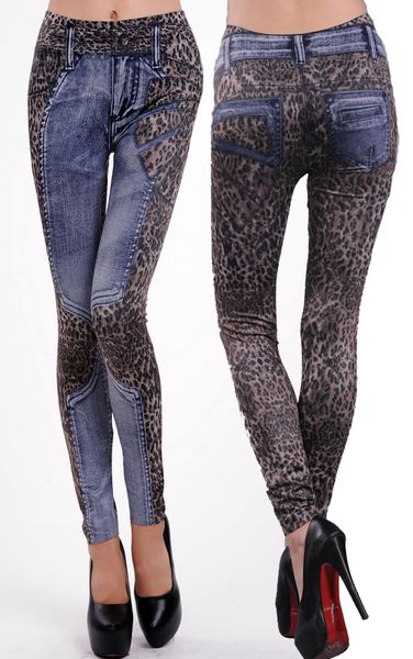 women's leopard print fake jeans seamless skinny leggings tight pants hy9068be, Black;white
women's leopard print fake jeans seamless skinny leggings tight pants hy9068be, Black;white