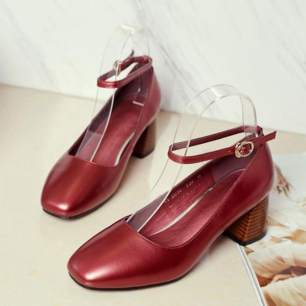 2017 new chunky heels red wedding shoes one word buckle women shoes pointed shallow mouth shoes wopman pumps, Black
2017 new chunky heels red wedding shoes one word buckle women shoes pointed shallow mouth shoes wopman pumps, Black