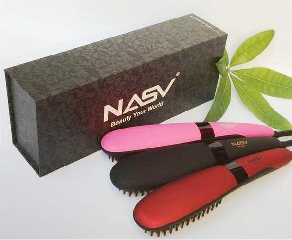 

100% оригинал NASV 300 красоты анион выпрямитель для волос Щетка для женского использования с ЖК-дисплей выпрямитель для волос Щетка с бесплатными клипами