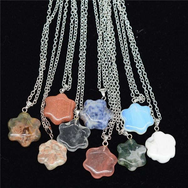 fashion flower shaped natural stone agate charm pendant with stainless steel chain necklace for women jewelry, Silver
fashion flower shaped natural stone agate charm pendant with stainless steel chain necklace for women jewelry, Silver