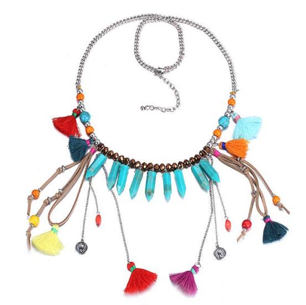 2017 fashion turquoise statement choker chain for women bohemian tassel necklace turquoise pendant necklace clothing accessories, Silver
2017 fashion turquoise statement choker chain for women bohemian tassel necklace turquoise pendant necklace clothing accessories, Silver