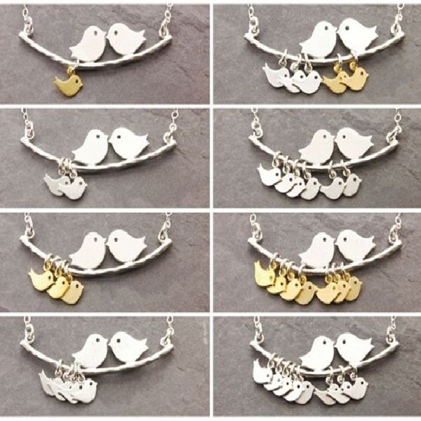 

wholesale- selling 1-8 kinds love birds necklace simple fashion tree branches and bird pendant necklace mothers jewelry, Silver