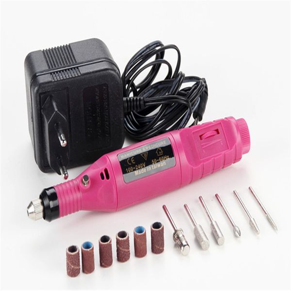 Wholesale- Professional Power Drill Electric Manicure Machine Nail Drill Pen Pedicure File Polish Shape Tool Feet Care Product 1set 6bits