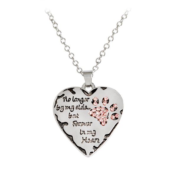 paw print tag heart pendant no longer by my side but forever in my heart letter heart necklaces alloy pendants, Silver
paw print tag heart pendant no longer by my side but forever in my heart letter heart necklaces alloy pendants, Silver