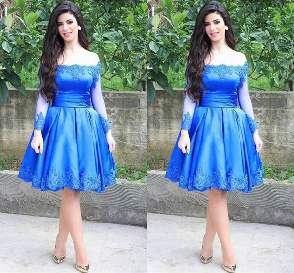 royal blue short homecoming dress with long sleeve bateau neck party dress off the shoulder knee length prom gowns with lace decals newest, Blue;pink
royal blue short homecoming dress with long sleeve bateau neck party dress off the shoulder knee length prom gowns with lace decals newest, Blue;pink