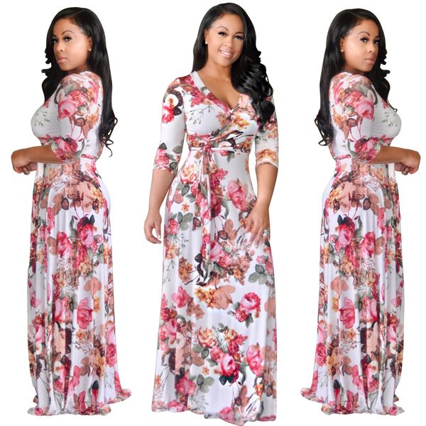 vintage floral printed floor length maxi dress women elegant three quarter sleeve v neck sashes wrap swing dashiki dresses vestidos mujer, Black;gray
vintage floral printed floor length maxi dress women elegant three quarter sleeve v neck sashes wrap swing dashiki dresses vestidos mujer, Black;gray