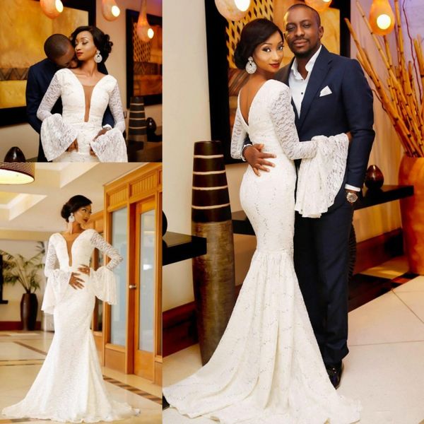 retro lace mermaid wedding dresses sheer neck trumpet long sleeves bridal gowns sheer neck v back saudi arabia wedding vestidos, White
retro lace mermaid wedding dresses sheer neck trumpet long sleeves bridal gowns sheer neck v back saudi arabia wedding vestidos, White