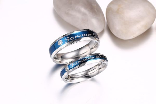 wedding ring 5mm/4mm "forever love" blue color stainless steel ring with cz for women/men comfort fit couple ring sale, Silver
wedding ring 5mm/4mm "forever love" blue color stainless steel ring with cz for women/men comfort fit couple ring sale, Silver