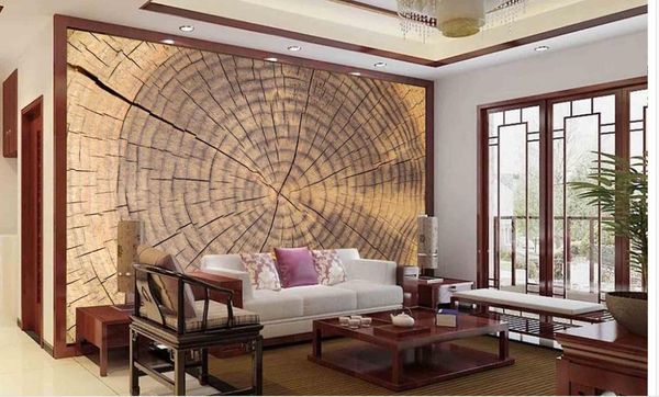 

wooden ring tv background wall mural 3d wallpaper 3d wall papers for tv backdrop