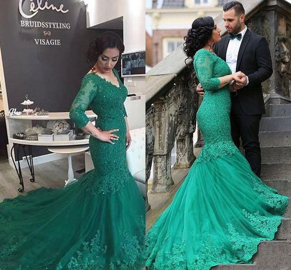 2017 new arabic prom dresses v neck hunter green lace appliques beaded tulle mermaid custom court train formal evening dress party gowns, Black
2017 new arabic prom dresses v neck hunter green lace appliques beaded tulle mermaid custom court train formal evening dress party gowns, Black