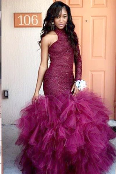 african high neck sleeveless burgundy prom dresses tulle long sleeve lace mermaid prom dress custom 2017, Black
african high neck sleeveless burgundy prom dresses tulle long sleeve lace mermaid prom dress custom 2017, Black