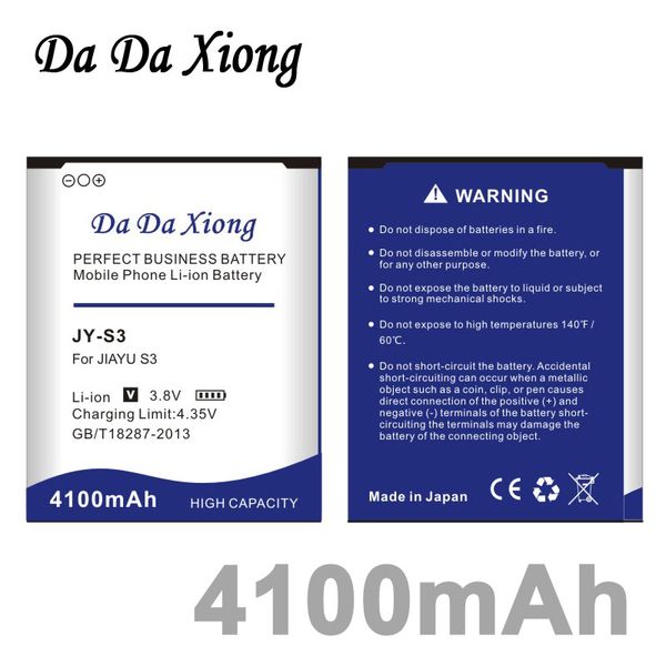 Da Da Xiong 4100mAh JY S3 JY-S3 Phone Battery for JIAYU S3
Da Da Xiong 4100mAh JY S3 JY-S3 Phone Battery for JIAYU S3