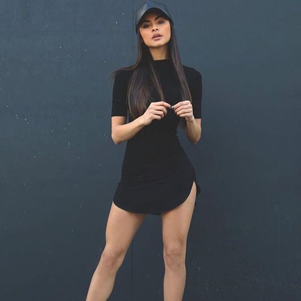 good a++ explosive spring and summer selling runway dresses pure color hip dress women lx018, Black
good a++ explosive spring and summer selling runway dresses pure color hip dress women lx018, Black