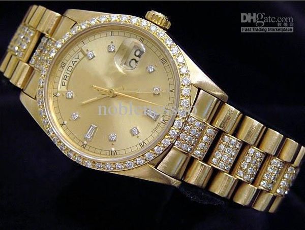 Factory upplier new men 18k gold day date pre ident watch w diamond men 039 mechanical watche box paper
Factory upplier new men 18k gold day date pre ident watch w diamond men 039 mechanical watche box paper