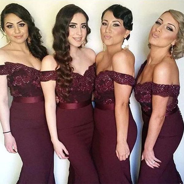 burgundy bridesmaid dresses long garden lace sash modern trumpet party gowns custom made appliques sale off-shoulder, White;pink
burgundy bridesmaid dresses long garden lace sash modern trumpet party gowns custom made appliques sale off-shoulder, White;pink