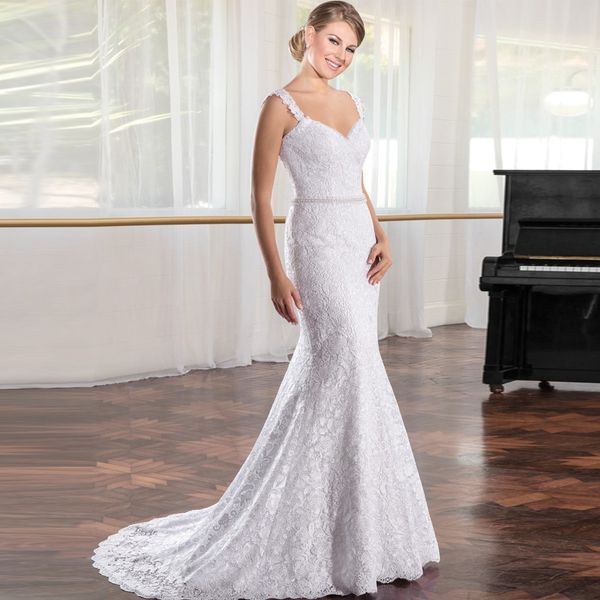 spaghetti straps vestido de noiva renda bead waist lace wedding dress robe de mariage mermaid bridal dresses, White
spaghetti straps vestido de noiva renda bead waist lace wedding dress robe de mariage mermaid bridal dresses, White