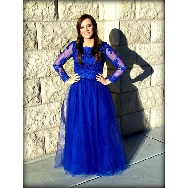 illusion long sleeve royal blue prom dresses lace tulle a line floor length girls party gowns new charming custom made, Black
illusion long sleeve royal blue prom dresses lace tulle a line floor length girls party gowns new charming custom made, Black