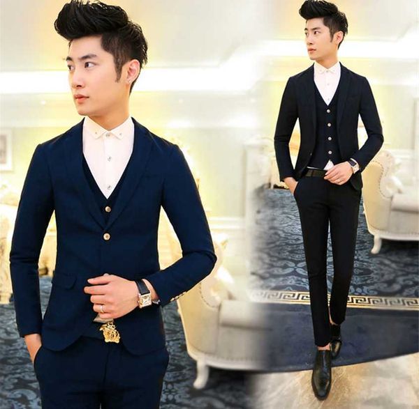 wholesale- new arrival brand 2016 men's fashion casual cotton cool suit male slim korea style solid blazers vest and pants, White;black
wholesale- new arrival brand 2016 men's fashion casual cotton cool suit male slim korea style solid blazers vest and pants, White;black