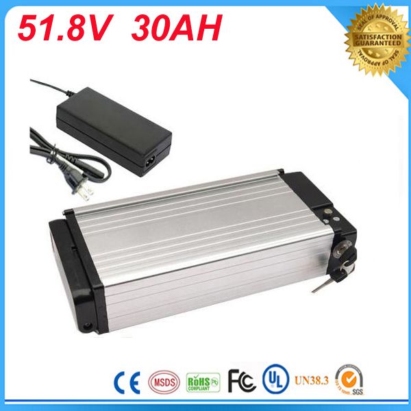 51.8v 30ah 1000w silver housing rear rack 52v 30ah electric bike battery lithium battery ebike luggage battery with charger for sanyo cell
51.8v 30ah 1000w silver housing rear rack 52v 30ah electric bike battery lithium battery ebike luggage battery with charger for sanyo cell