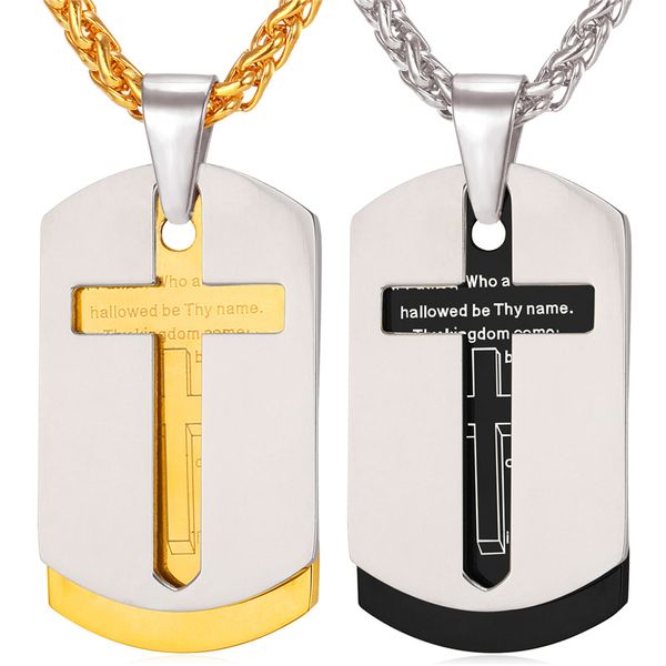 cross necklace pendant christian jewelry 18k real gold plated stainless steel bible lords prayer dog tags for men, Silver
cross necklace pendant christian jewelry 18k real gold plated stainless steel bible lords prayer dog tags for men, Silver
