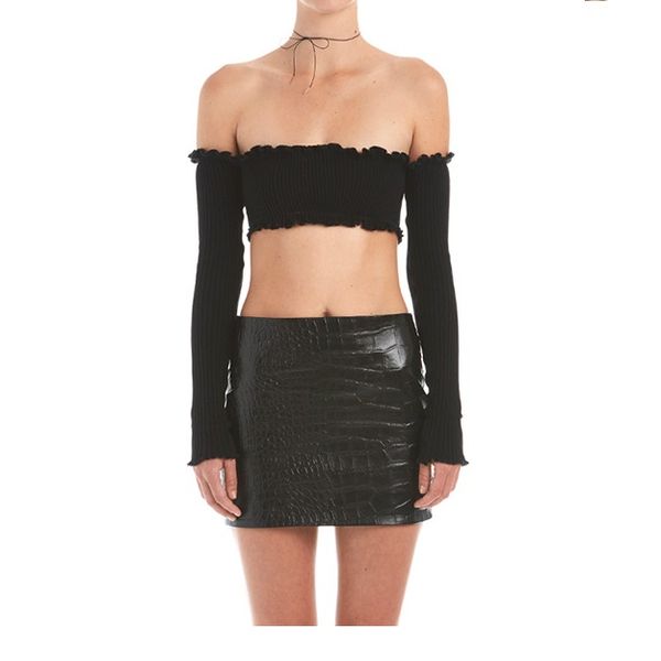 wholesale- new summer off the shoulder women cropped black white lace ruffle brand tee shirts femme long sleeve ladeis tees
wholesale- new summer off the shoulder women cropped black white lace ruffle brand tee shirts femme long sleeve ladeis tees