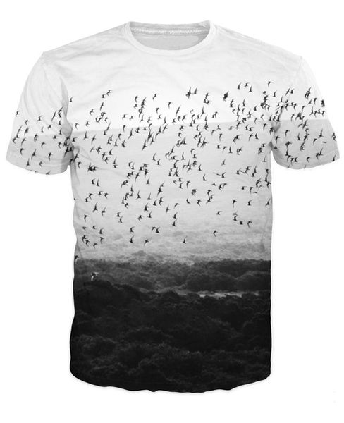 

animal birds t-shirt flying birds vibrant tee fashion clothing casual women men 3d print summer style t shirt, White