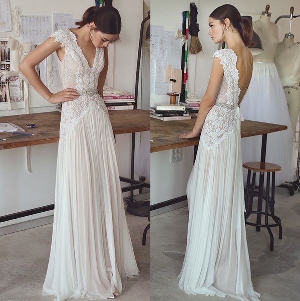 2017 Lihi Hod Bohemian Lace Wedding Dresses Deep V Neck A Line Backless Beach Wedding Dress Floor Length Beaded Chiffon Boho Bridal Gowns
2017 Lihi Hod Bohemian Lace Wedding Dresses Deep V Neck A Line Backless Beach Wedding Dress Floor Length Beaded Chiffon Boho Bridal Gowns