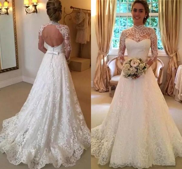 модест кружева свадебные платья свадебные платья с высоким вырезом и длинными рукавами сексуальное открытое назад свадебное платье vestidos, White 
модест кружева свадебные платья свадебные платья с высоким вырезом и длинными рукавами сексуальное открытое назад свадебное платье vestidos, White