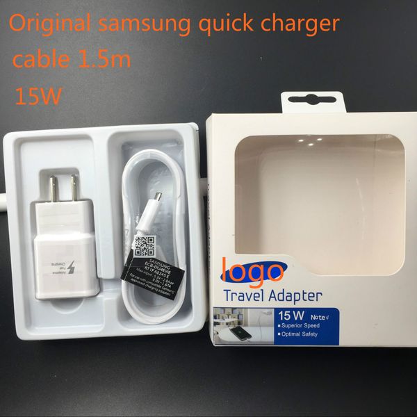 

100Set быстрой зарядки США/ЕС зарядное устройство + оригинальный 1.5 м микро USB кабель для передачи данных для Samsung S6 край примечание 4 5 с розничной коробке