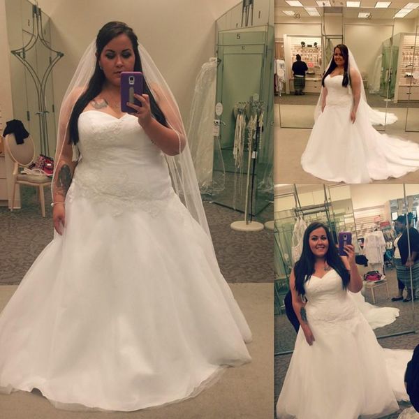 elegant style plus size wedding dresses a line sweetheart appliques lace pleated tulle 2020 bridal gowns custom size, White
elegant style plus size wedding dresses a line sweetheart appliques lace pleated tulle 2020 bridal gowns custom size, White
