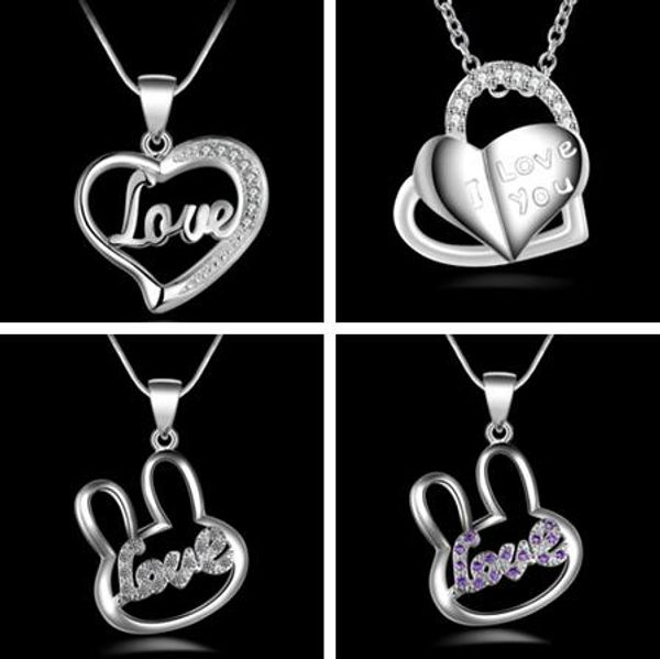 mixed order 5 styles 925 silver plated crystal love heart pendant necklace fashion jewelry valentine's day gift 30pcs/lot
mixed order 5 styles 925 silver plated crystal love heart pendant necklace fashion jewelry valentine's day gift 30pcs/lot