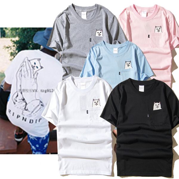 2017 Summer Fashion Tide Middle Finger Cat Pockets RIPNDIP Letter Printed Men Women Couple Cotton Round Collar Short Sleeve T-shirt
2017 Summer Fashion Tide Middle Finger Cat Pockets RIPNDIP Letter Printed Men Women Couple Cotton Round Collar Short Sleeve T-shirt
