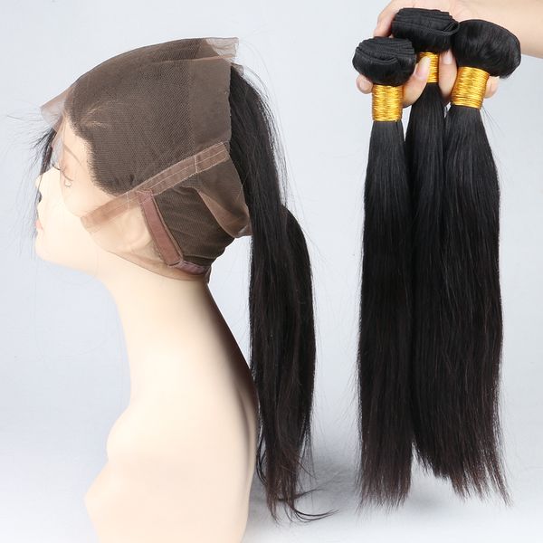 Slove hair 360 lace frontal clo ure with 3 bundle brazilian traight lace frontal with bundle traight human virgin hair, Black
Slove hair 360 lace frontal clo ure with 3 bundle brazilian traight lace frontal with bundle traight human virgin hair, Black