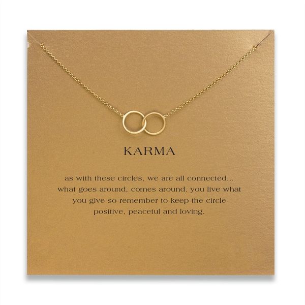 with carddogeared necklace with 2 circles pendant(karma),gold and silver color and 
with carddogeared necklace with 2 circles pendant(karma),gold and silver color and