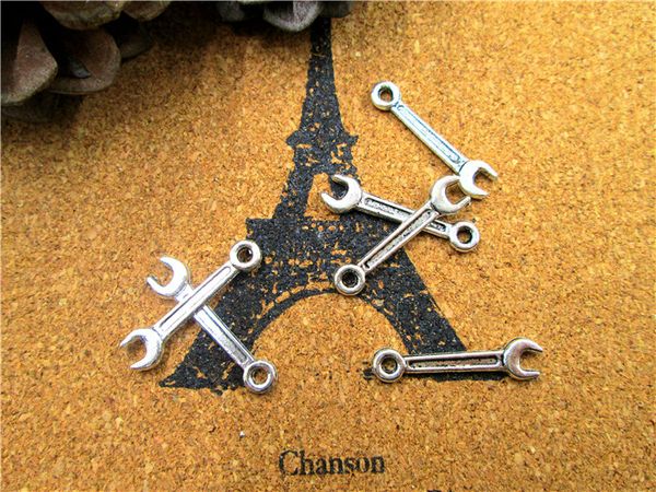 180pcs--wrench charms, antique silver lovely mini wrench charm pendant tool series 7x24mm, Bronze;silver
180pcs--wrench charms, antique silver lovely mini wrench charm pendant tool series 7x24mm, Bronze;silver