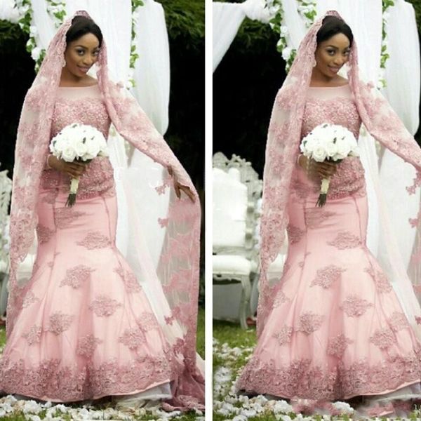 2018 элегантный африканский мусульманин розовый русалка свадебные платья с длинным рукавом sheer jewel шеи свадебное платье для осень зима с, White 
2018 элегантный африканский мусульманин розовый русалка свадебные платья с длинным рукавом sheer jewel шеи свадебное платье для осень зима с, White