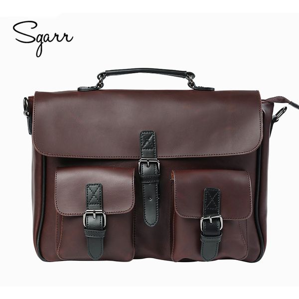 

wholesale- crazy horse pu leather men's briefcase vintage men messenger bags shoulder bag men business handbags contract bags lapbag