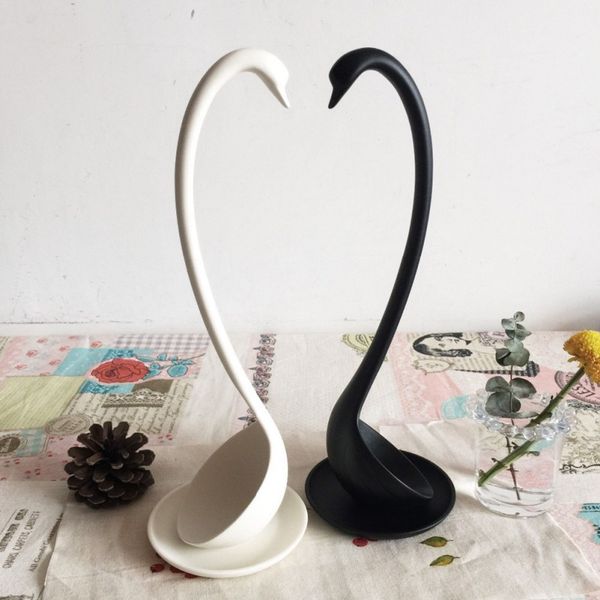 

wholesale- new 2 pcs set spoon tray kitchen tool unique handle kitchen pp elegant swan style ladle small dish lh8s