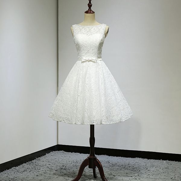bateau neck lace beach wedding dress lace up 2018 new short wedding gowns knee length bridal gowns, White
bateau neck lace beach wedding dress lace up 2018 new short wedding gowns knee length bridal gowns, White