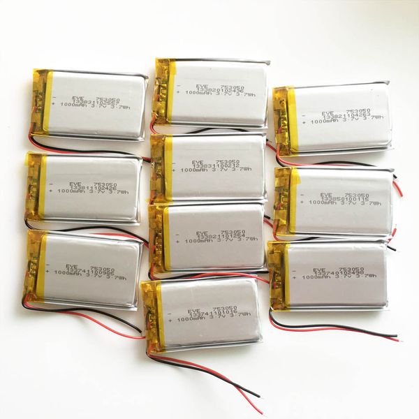 Оптовая 3.7 В 1000 мАч 753050 Литий-Полимерный LiPo Аккумулятор Для DVD PAD Планшетный ПК Power b
Оптовая 3.7 В 1000 мАч 753050 Литий-Полимерный LiPo Аккумулятор Для DVD PAD Планшетный ПК Power b