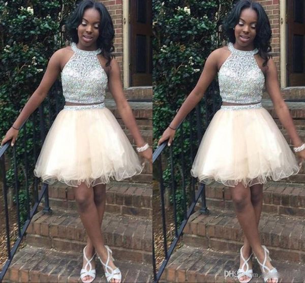 light champagne short homecoming dresses for teens jewel halter crystal beading tulle open back two pieces short prom dresses, Blue;pink
light champagne short homecoming dresses for teens jewel halter crystal beading tulle open back two pieces short prom dresses, Blue;pink