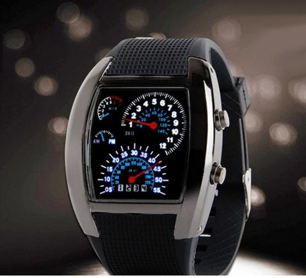 Men Cool RPM Turbo Blue Flash LED Wrist Watch Sports Meter Dial Watch Wristwatch 1pcs
Men Cool RPM Turbo Blue Flash LED Wrist Watch Sports Meter Dial Watch Wristwatch 1pcs