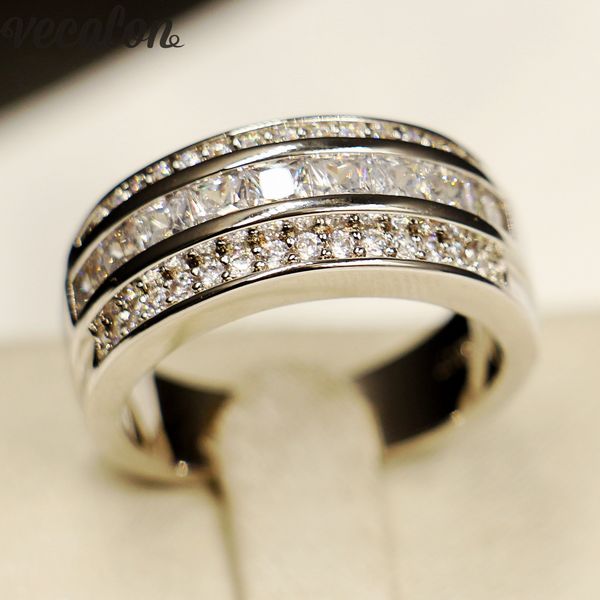 vecalon princess cut 5a zircon cz wedding band ring for men 10kt white gold filled male engagement band ring sz 7-12, Slivery;golden
vecalon princess cut 5a zircon cz wedding band ring for men 10kt white gold filled male engagement band ring sz 7-12, Slivery;golden