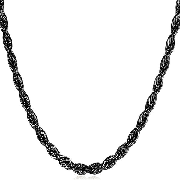 316l stainless steel rope chain necklace for men fashion jewelry gift black gun plated long necklaces, Silver
316l stainless steel rope chain necklace for men fashion jewelry gift black gun plated long necklaces, Silver