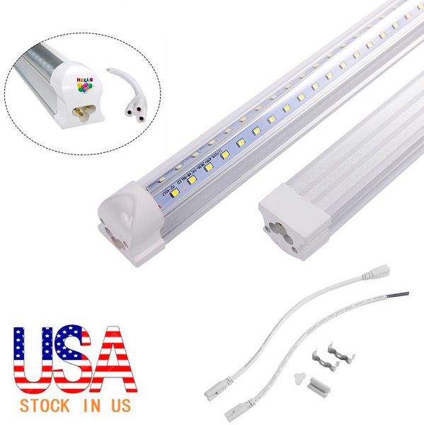 Stock In US + 2ft 3ft 4ft 5ft 6ft 8ft V-Shaped T8 Led Tubes Lights Integrated Led Lights Tubes AC 85-265V