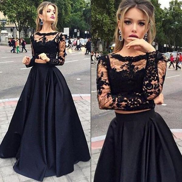 black two pieces prom dresses long with sleeves a line sheer lace bateau neck evening dresses
black two pieces prom dresses long with sleeves a line sheer lace bateau neck evening dresses